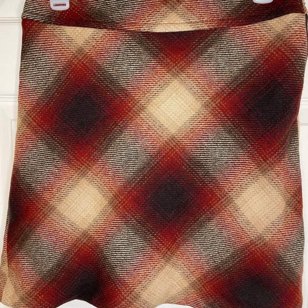 LOFT Red and Black A-line Mini Skirt